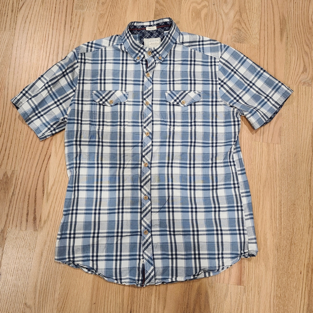 Alexander Julian Navy and White Plaid Shirt